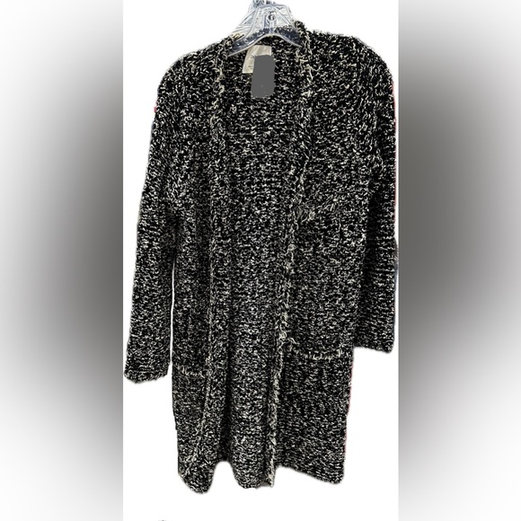 Zara Knit long open front cardigan sweater jacket frayed/fringed edges. Size M - Picture 11 of 15